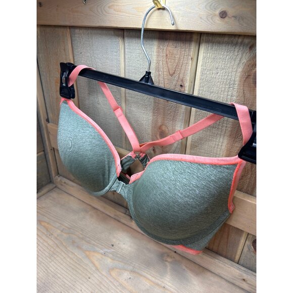 Victorias Secret Racerback Demi Bra 34DD Green & Pink - Picture 2 of 6